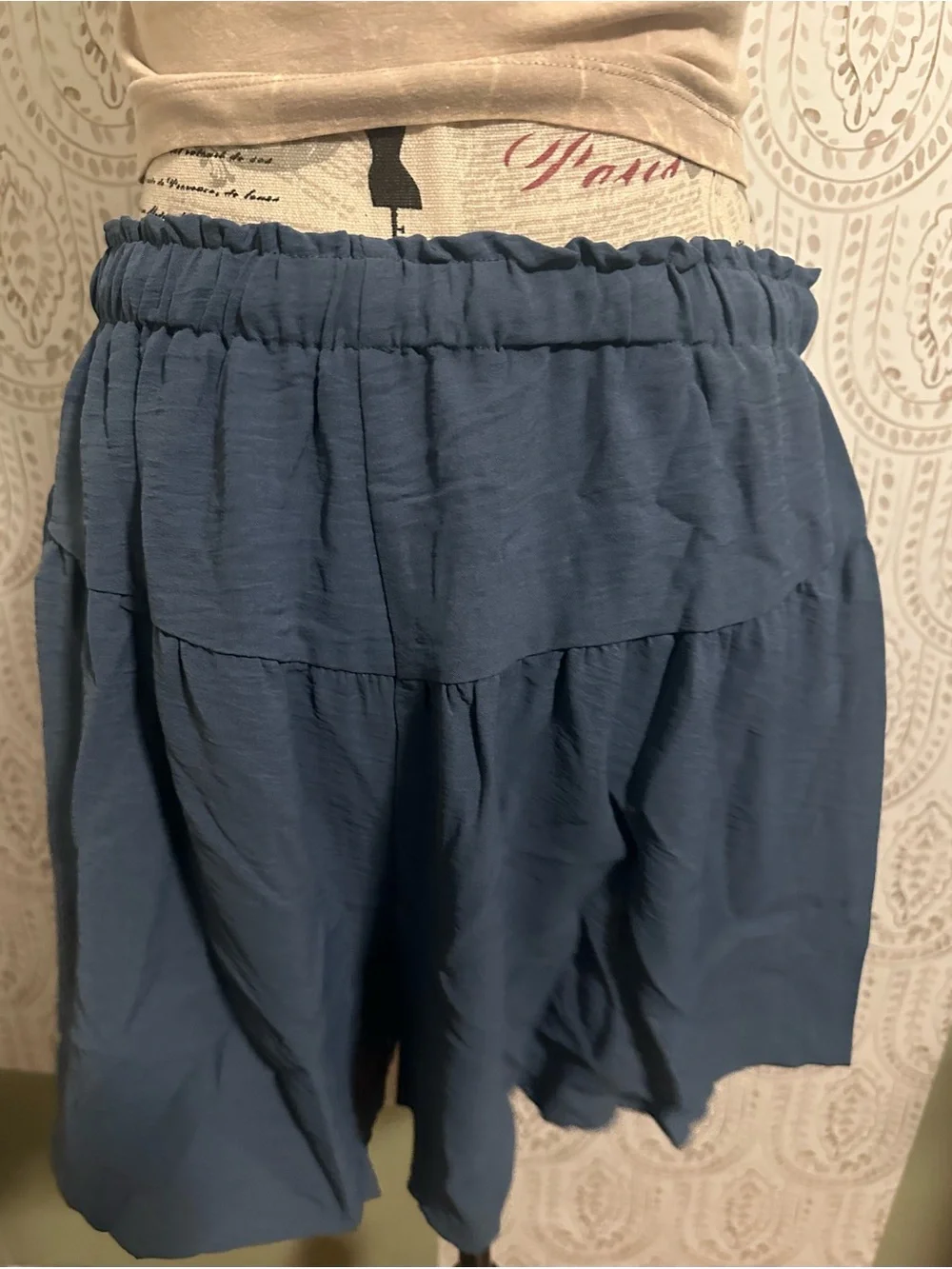 Drawstring Waist Blue Shorts